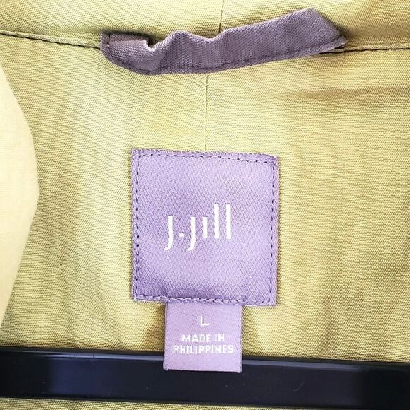 J. Jill  Hooded Womens Coat Khaki L All-Weather - Picture 3 of 10